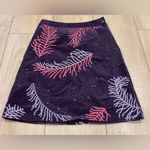 White Stuff Embroidered A-Line Skirt Purple Pink Size 8
